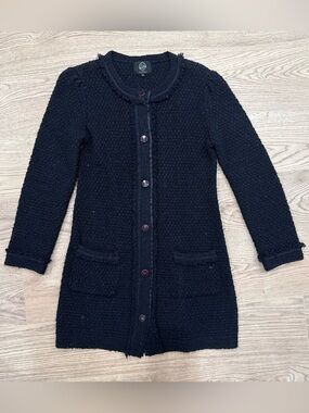 ‘James Jeans’ Navy Bouclé Longline Jacket